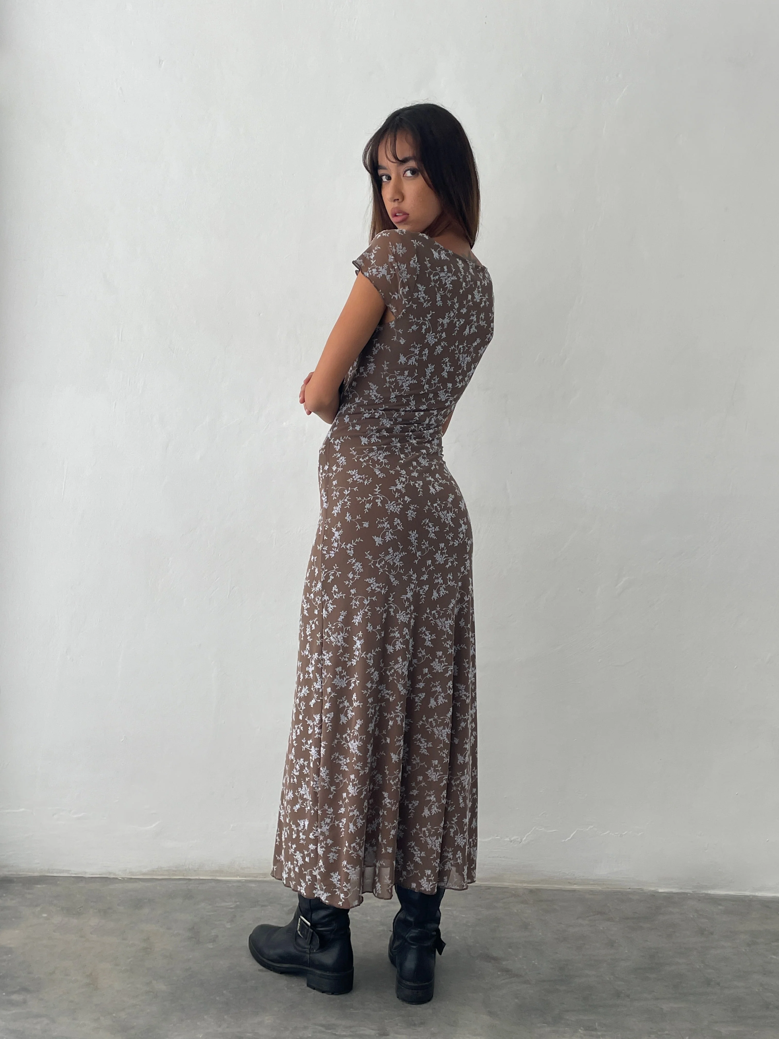 Lunama Midikleid in Botanikerflock Dunkel-Taupe - Image 4