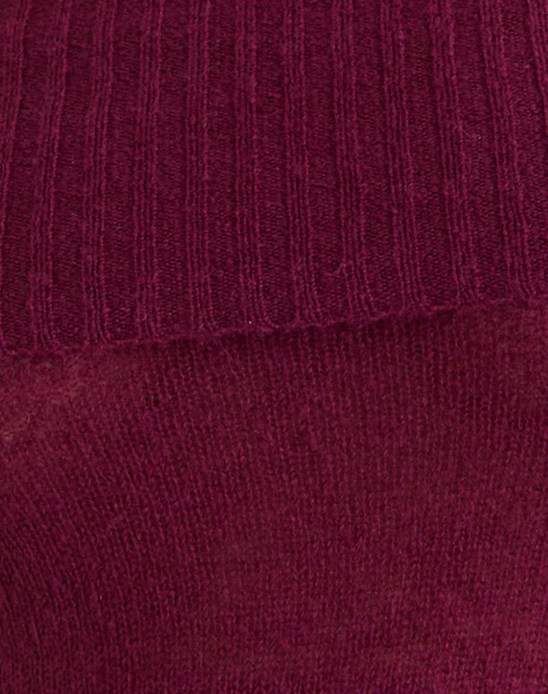 Lune Bardot Pullover aus Strick in Weinrot - Image 6