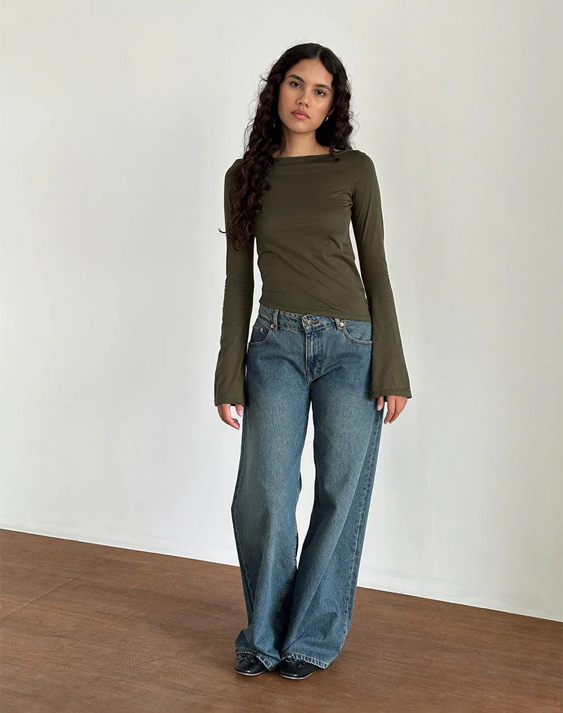 Lunica Top aus Tissue-Jersey oliv - Image 2