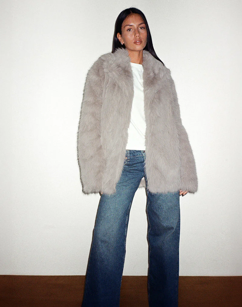 Lupita Jacke aus Kunstpelz Taupe - Image 5