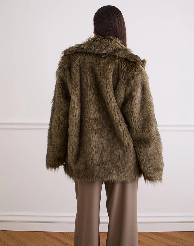 Lupita Jacke aus langem Kunstpelz Braun - Image 5