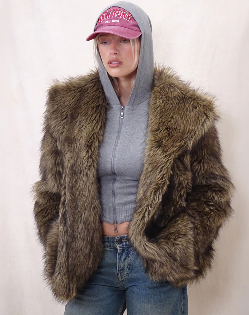 Lupita Jacke aus langem Kunstpelz Braun - Image 7