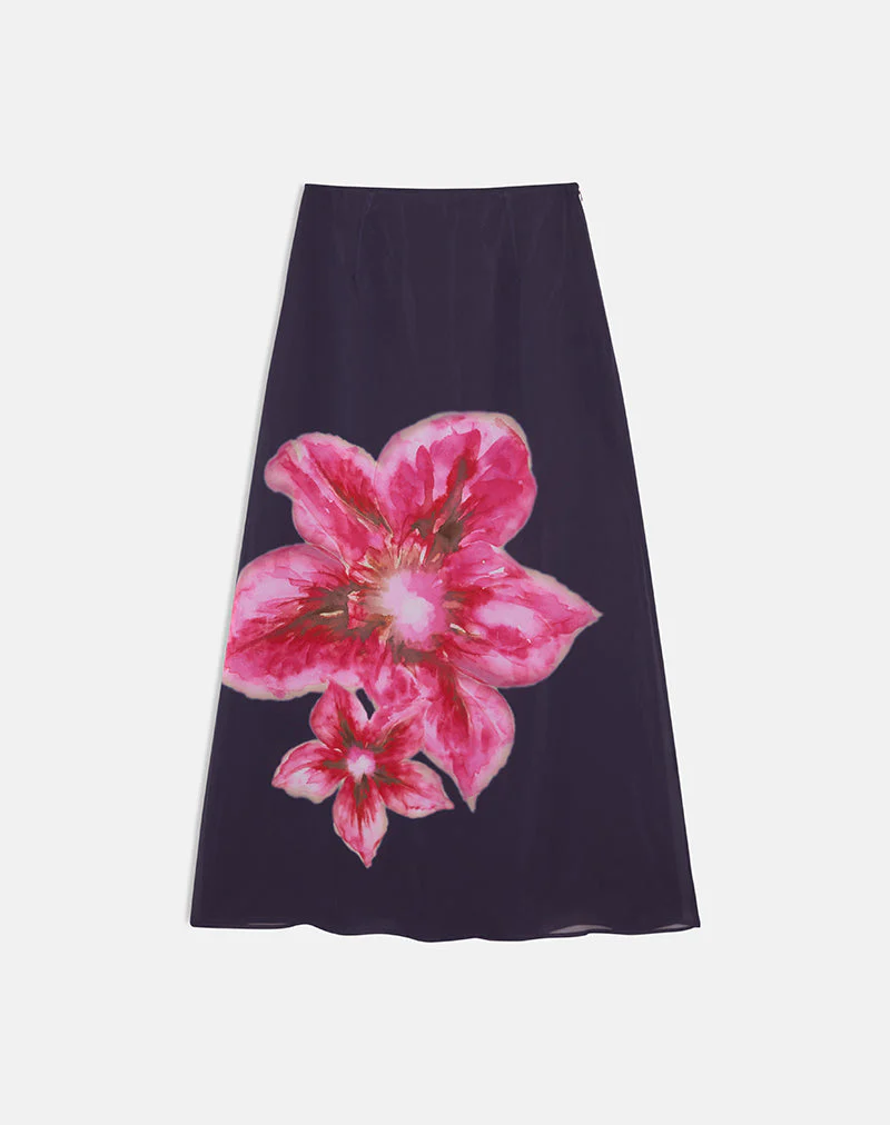 Lurina Maxi Skirt in Purple Chiffon with Desert Flower - Image 5