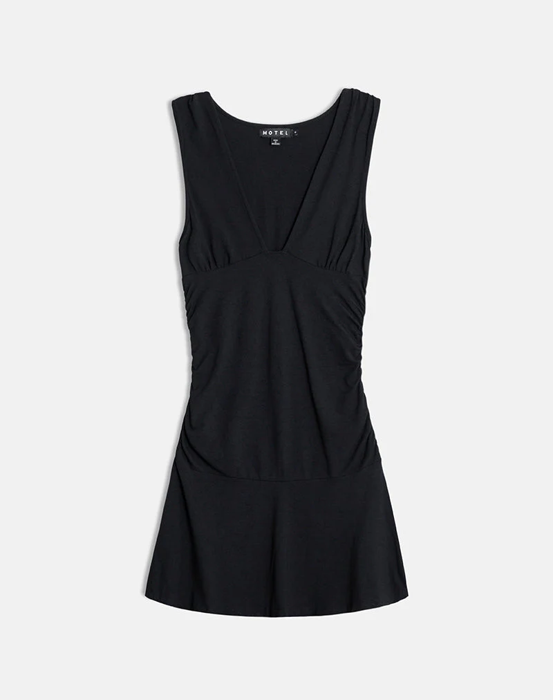 Luscian Plunge Minikleid in Schwarz - Image 6