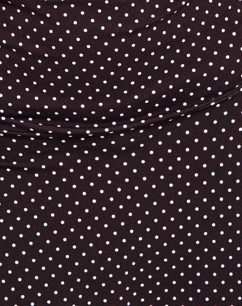 Luscian Minikleid mit tiefem Rückenausschnitt in Micro Polka Braun - Image 5
