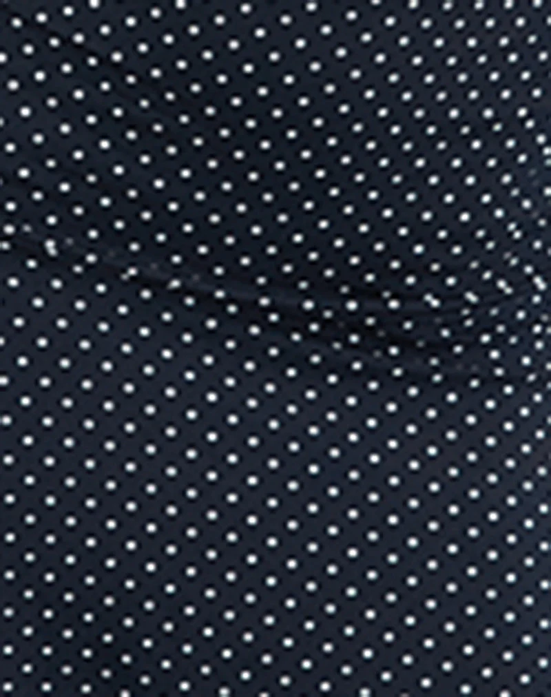 Luscian Mini-Kleid mit tiefem Rückenausschnitt in Micro Polka Navy - Image 6