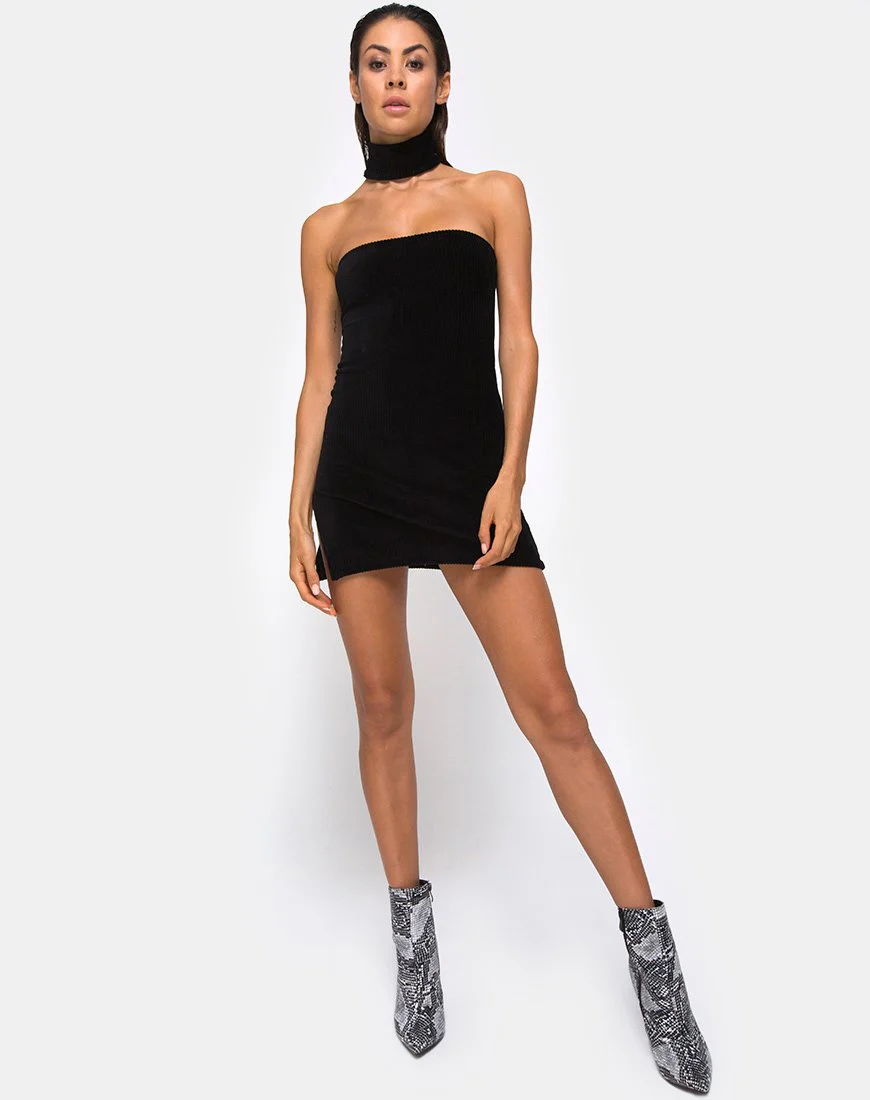 Luste Bodycon-Kleid aus schwarzer Rippe - Image 3
