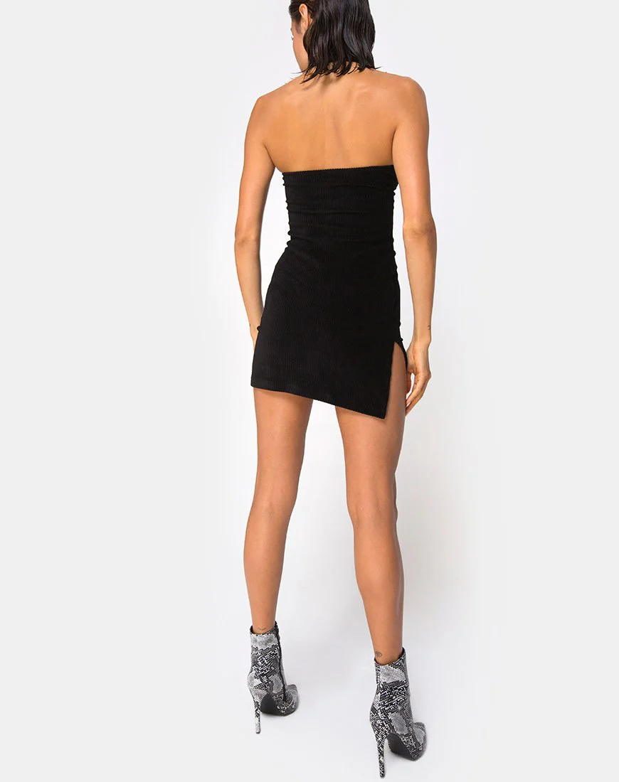 Luste Bodycon-Kleid aus schwarzer Rippe - Image 4