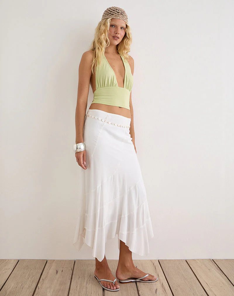 Luster Halterneck Top in Rayon Jersey Pistachio - Image 4