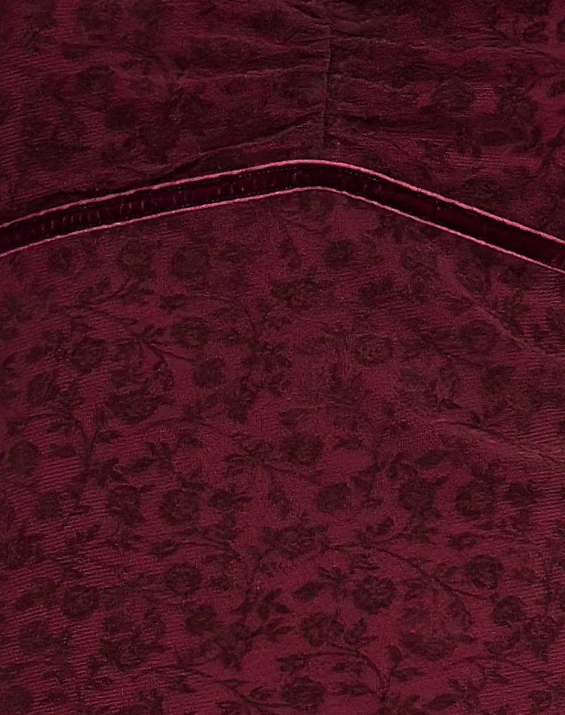 Luth Minikleid in Ditsy Flocked Burnt Maroon - Image 8