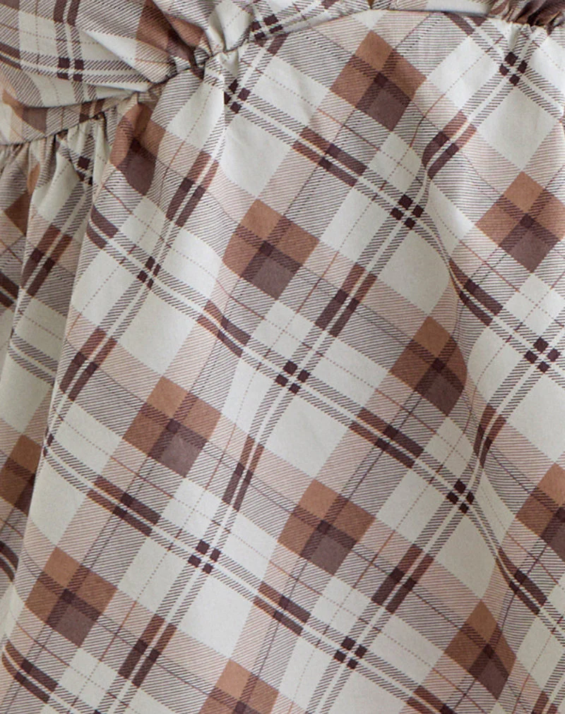 Luz Babydoll Top in Angled Check Brown - Image 6