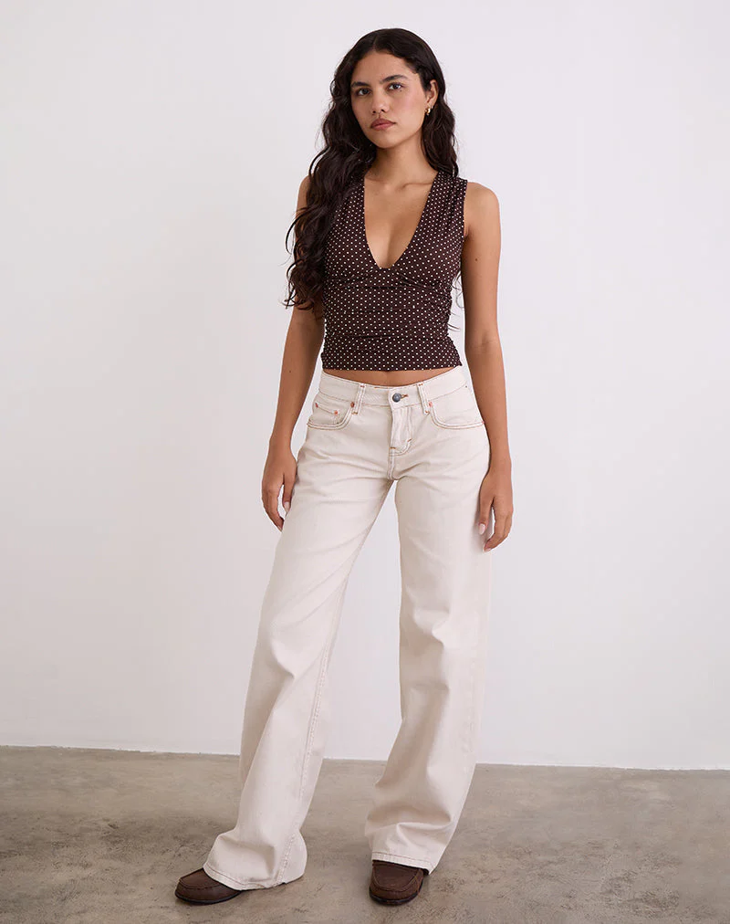 Lycia Oberteil in Micro Polka Braun - Image 3