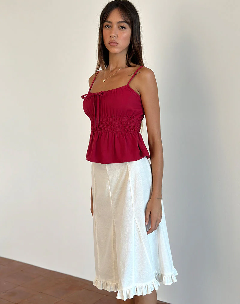 Lyncia Tie Front Cami Top in Adrenalin Rot - Image 4