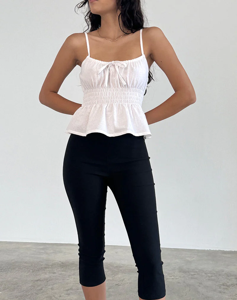 Lyncia Tie Front Cami Top in Off White - Image 2