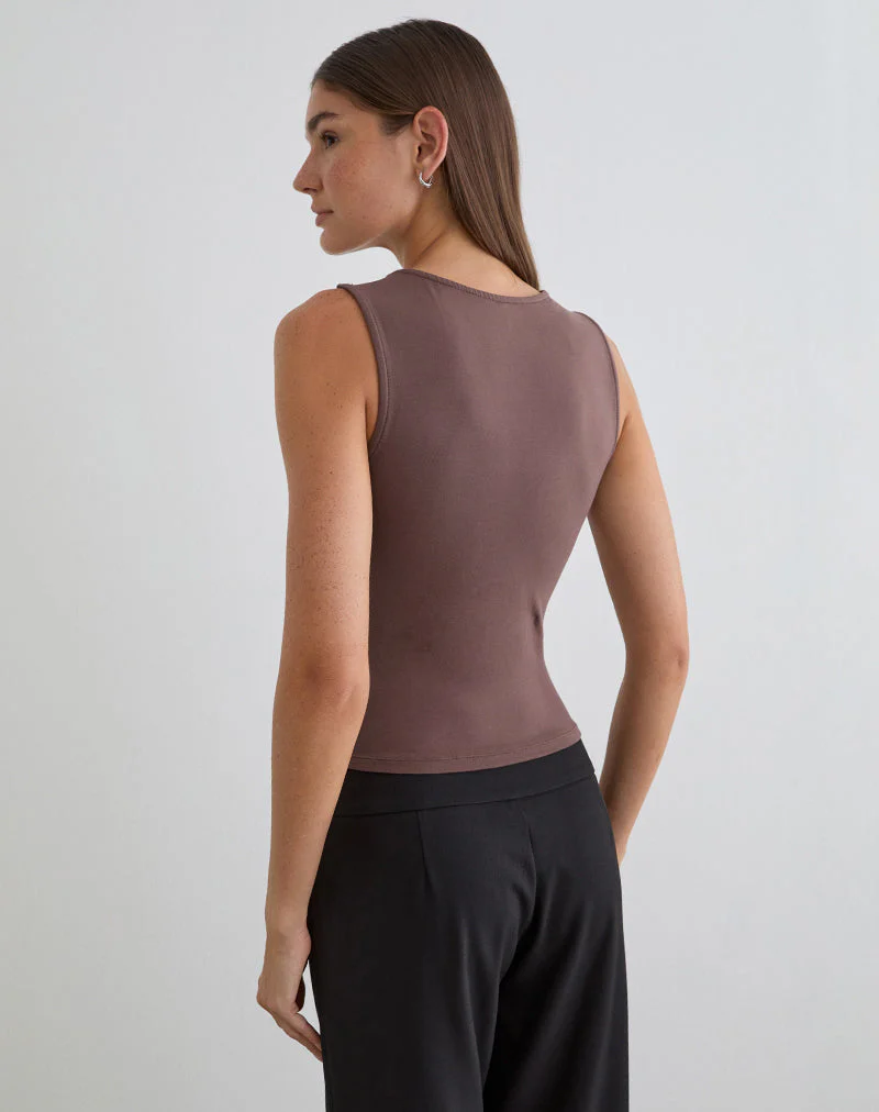Lynod Plunge Top in Deep Taupe - Image 5