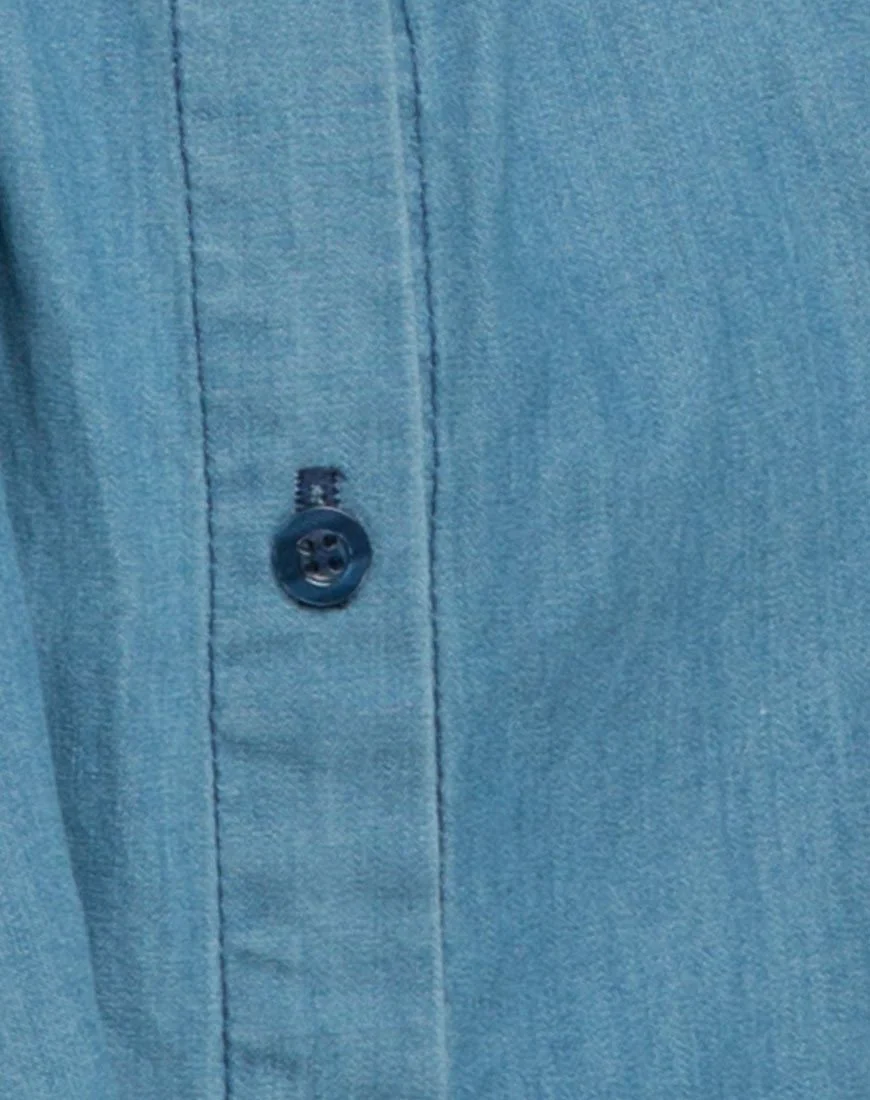 Lyset Kleid mit Ausschnitt aus Denim Chambray in Sommerwäsche - Image 5