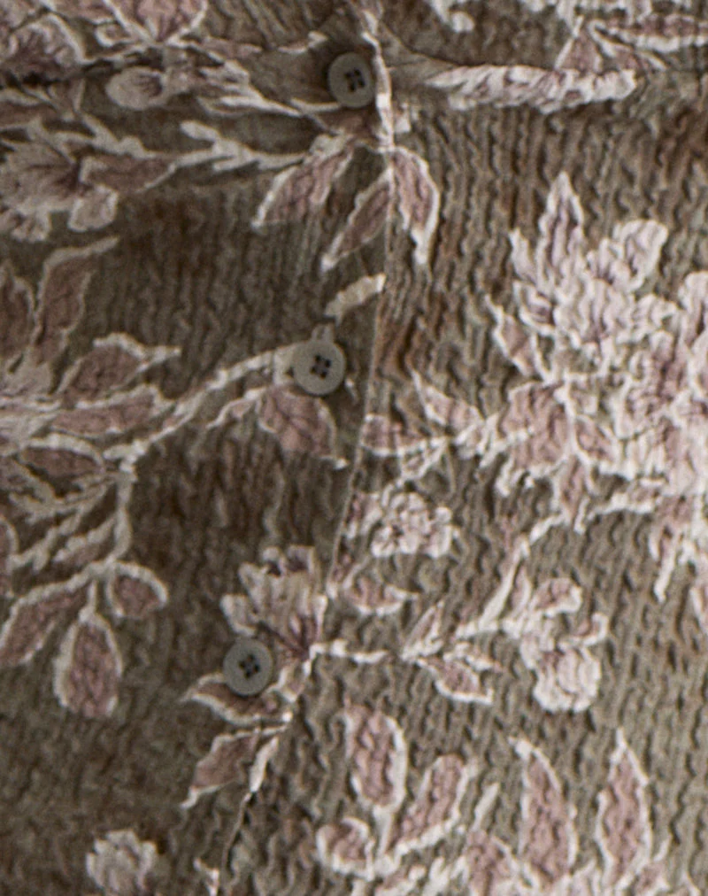 Mabli Neckholder-Top aus strukturiertem, gewebtem Floralgrün - Image 6