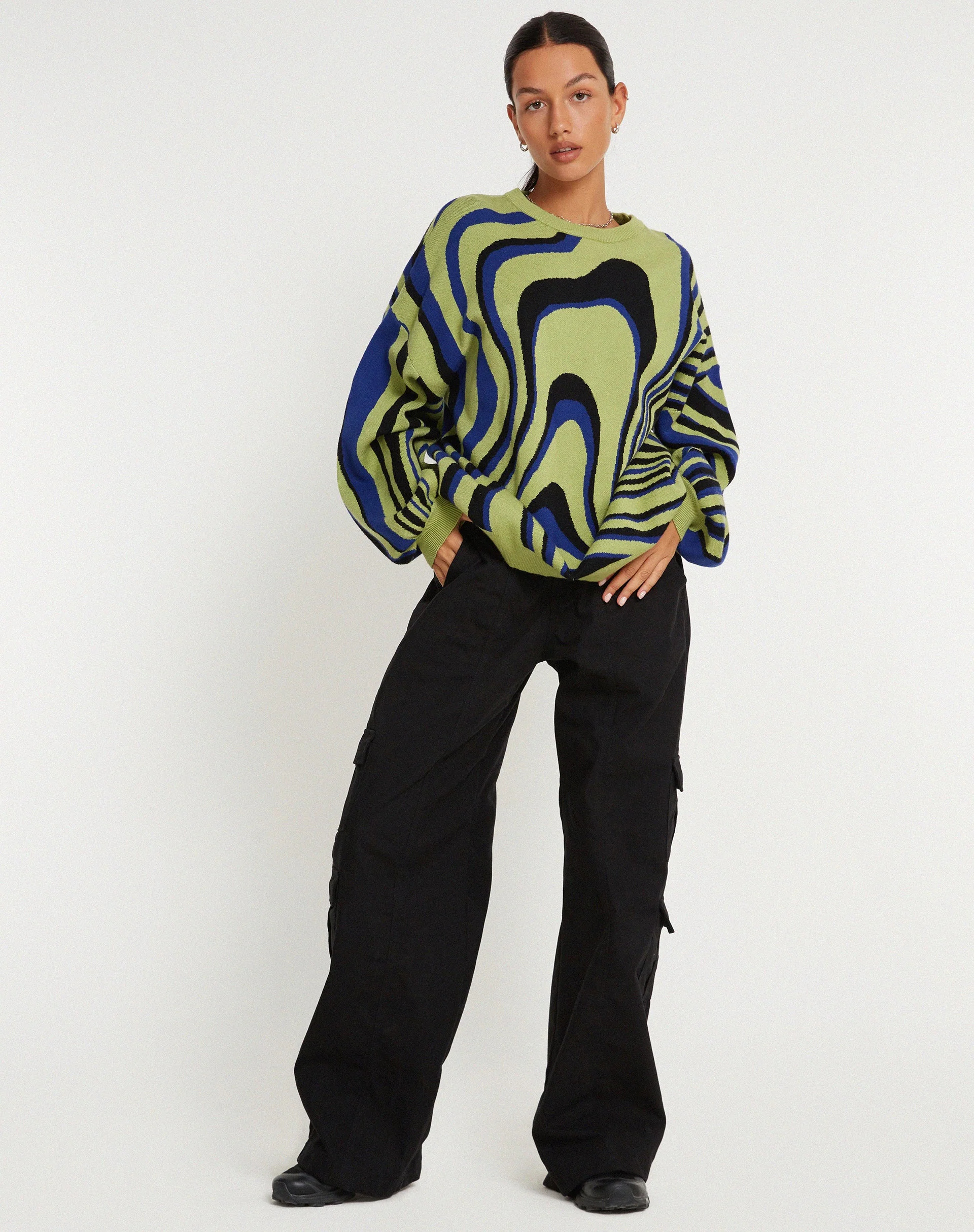 Mably Oversized Pullover in Mega Ripple Grün - Image 3