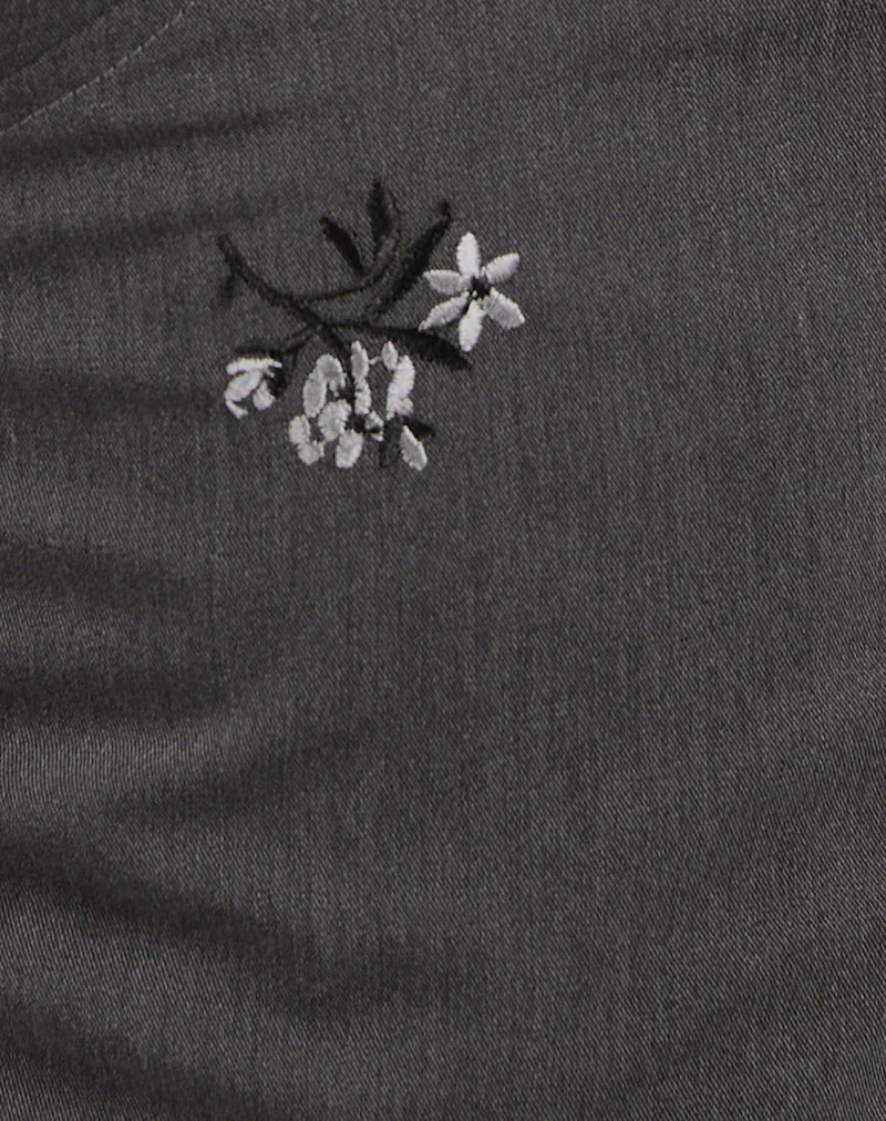 Madira Top mit floraler Stickerei Tailoring Charcoal - Image 6
