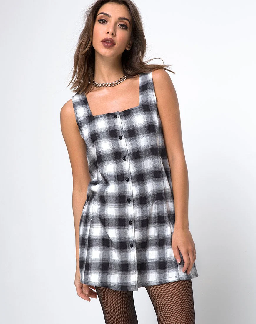 Madison Schürzenkleid in Schwarz-Weiß kariert