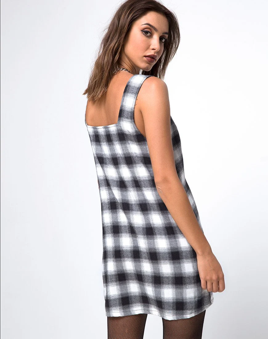 Madison Schürzenkleid in Schwarz-Weiß kariert - Image 2