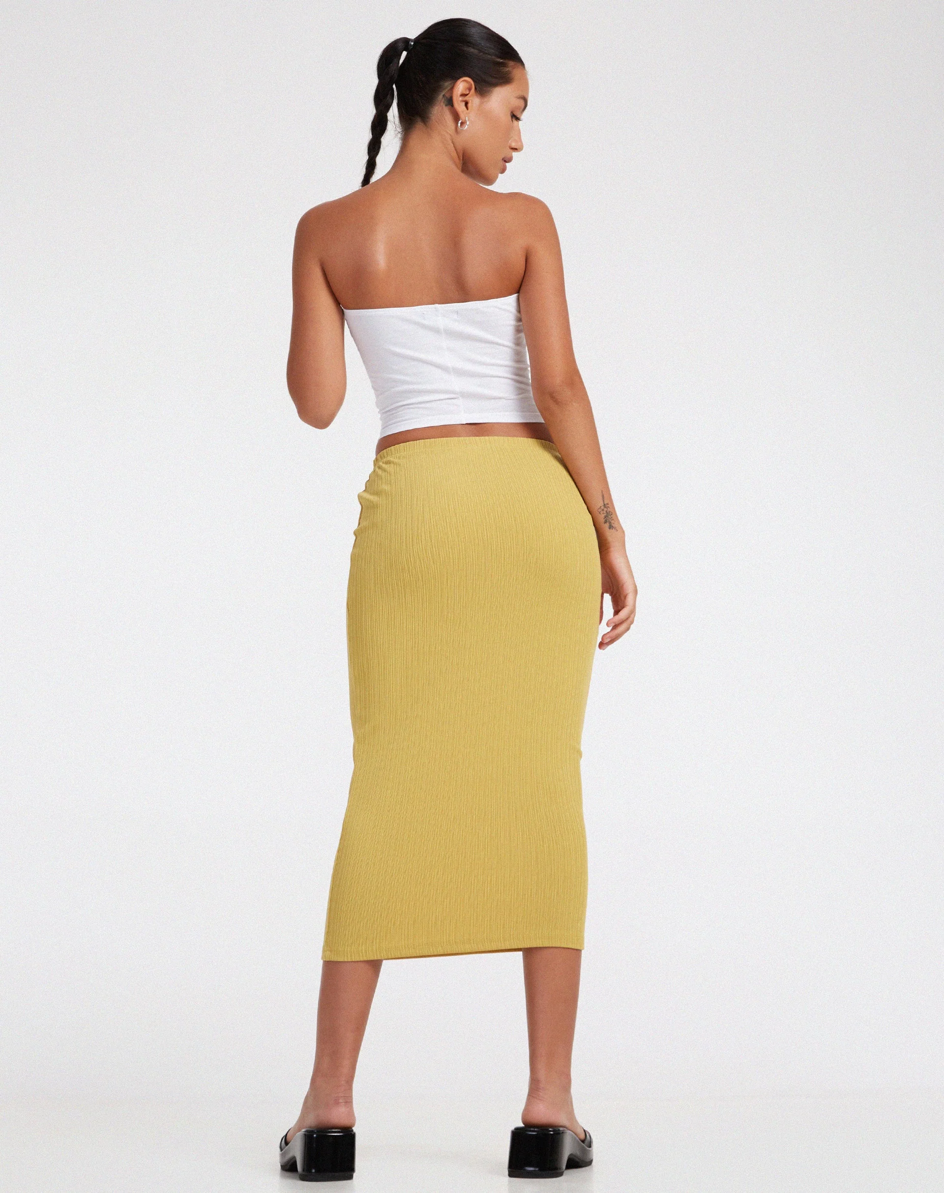 Magata Midirock aus Jersey Plise Senf - Image 4