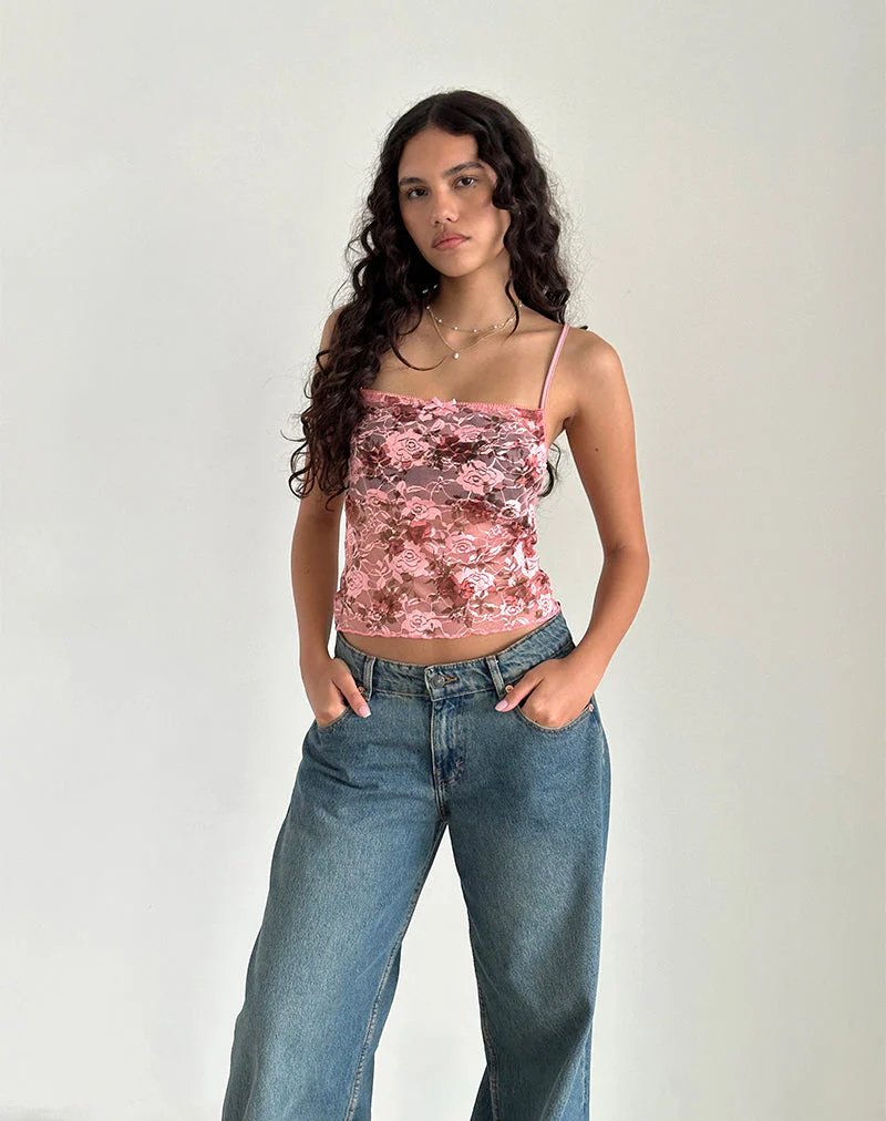 Magita Top in Rosa Spitze Floral Bloom - Image 2