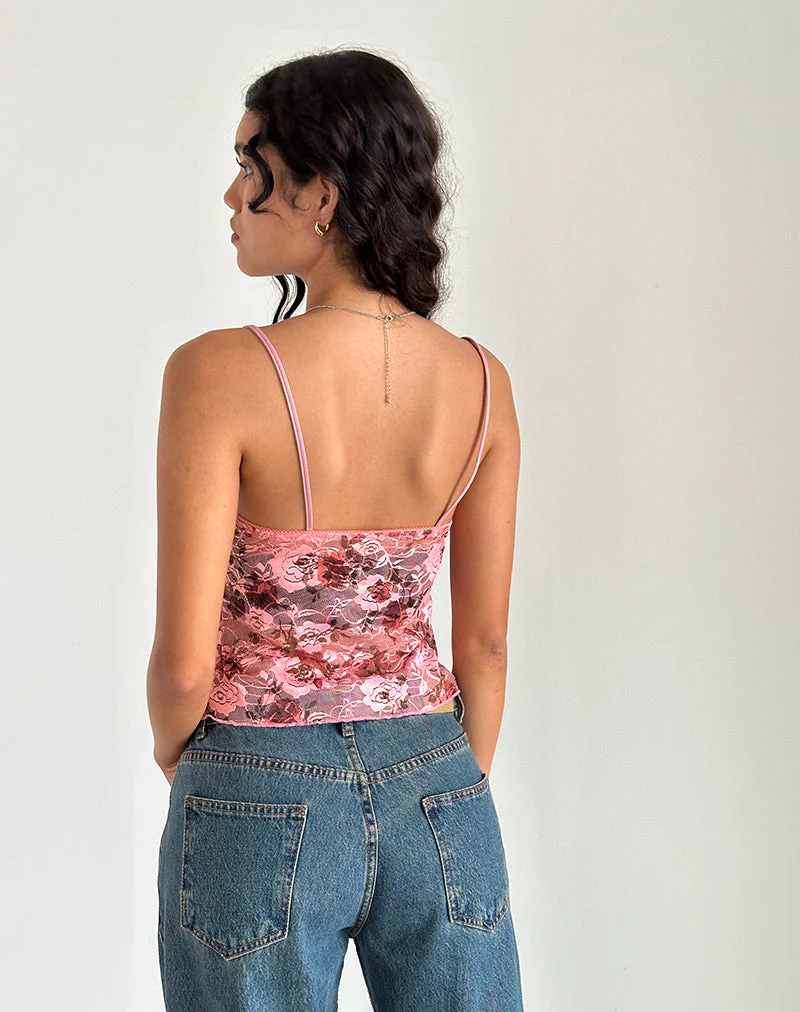Magita Top in Rosa Spitze Floral Bloom - Image 3