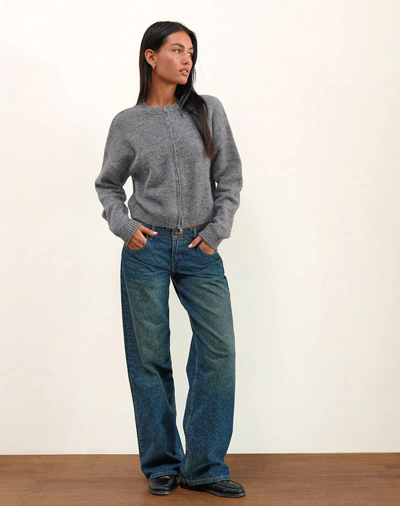 Maira Jacke mit durchgehendem Reißverschluss, grau gestrickt - Image 3