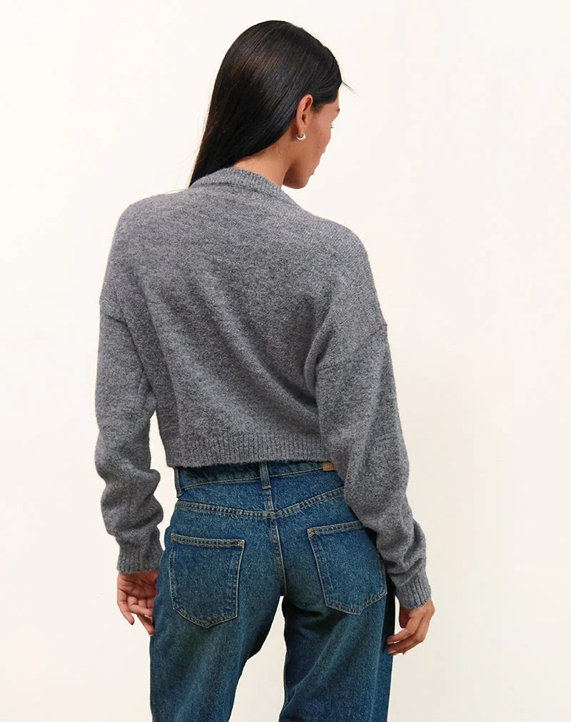 Maira Jacke mit durchgehendem Reißverschluss, grau gestrickt - Image 4
