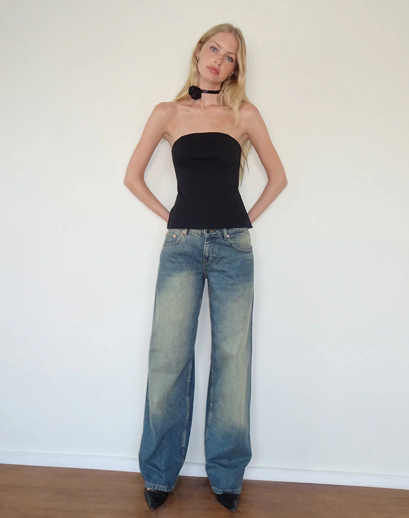 Mairi Longline-Bandeau-Top in Schwarz Tailoring - Image 3