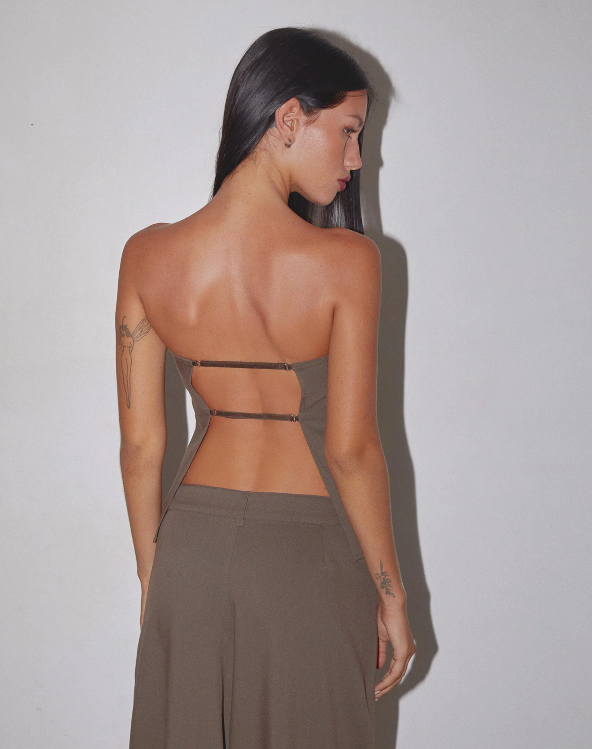 Mairi Longline Bandeau-Top in Taupe Tailoring - Image 2