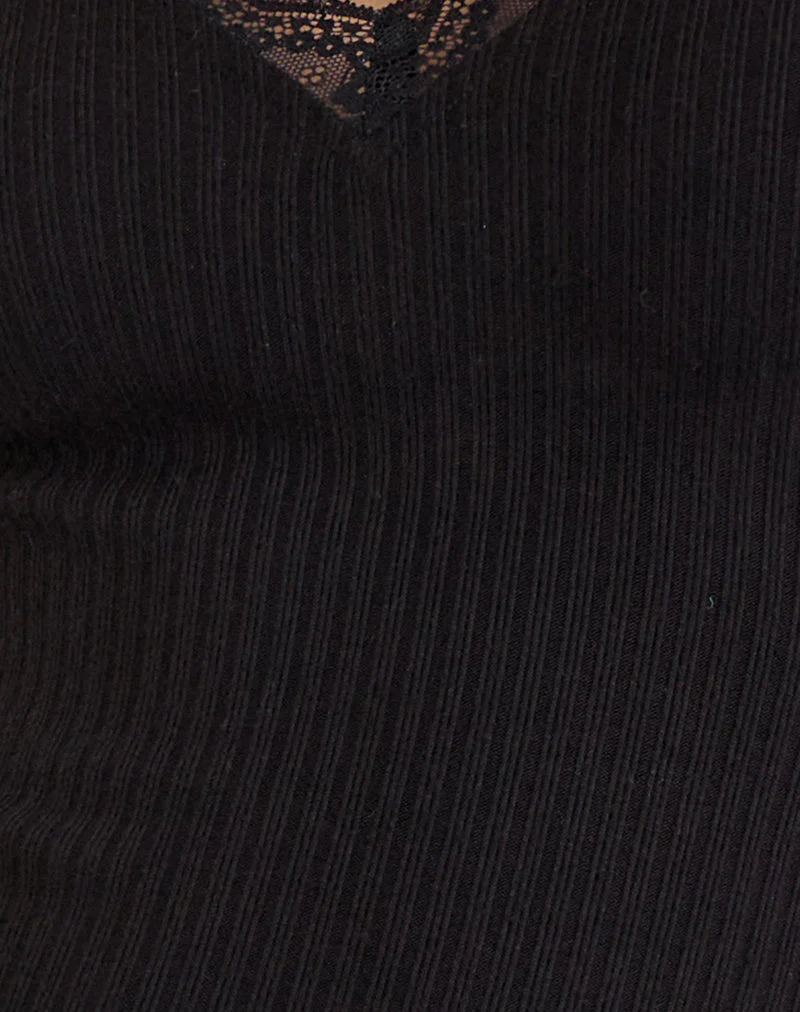Maivi Langärmeliges Top in Schwarz mit Spitzenbesatz - Image 6