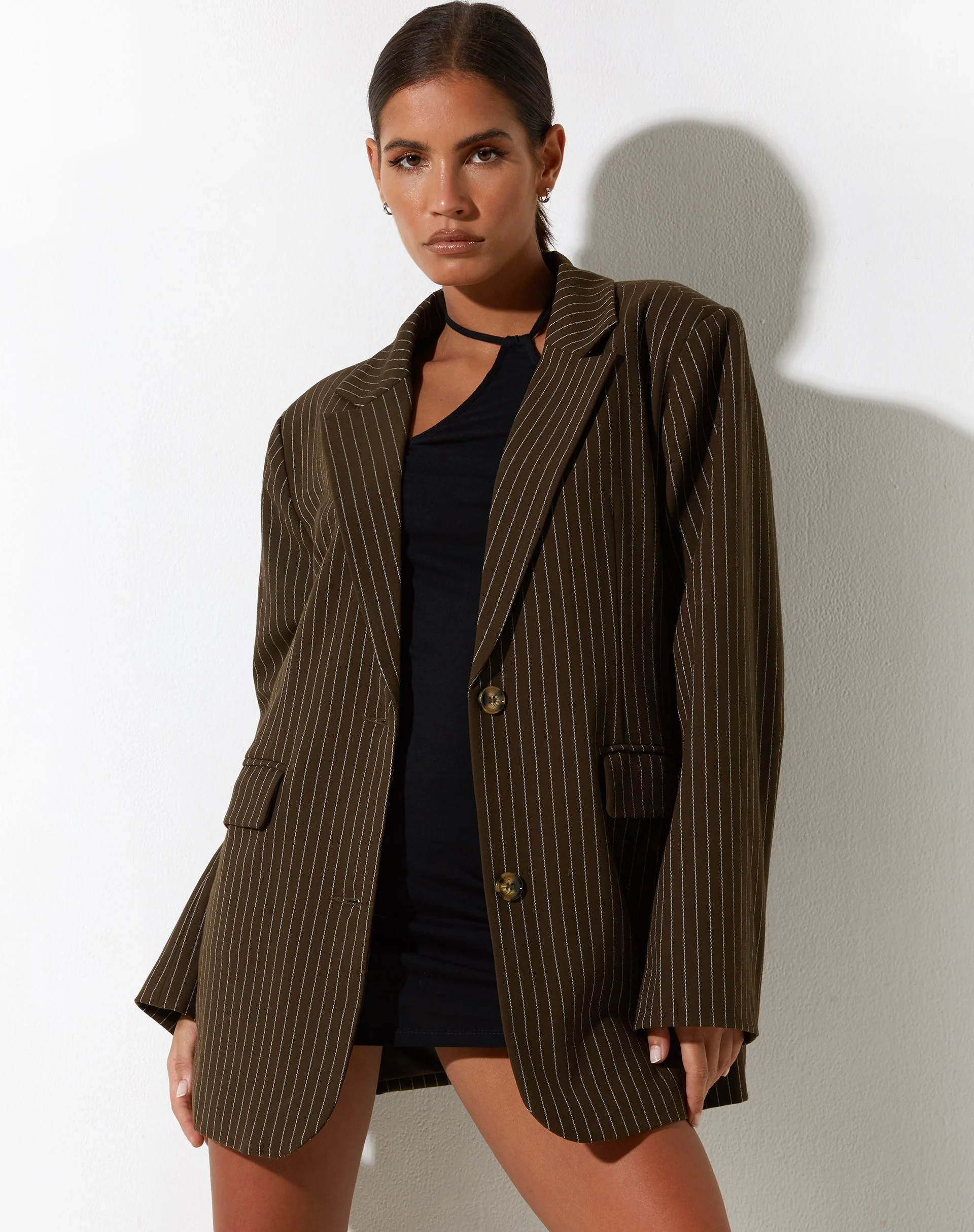 Maiwa Blazer in Nadelstreifen Braun