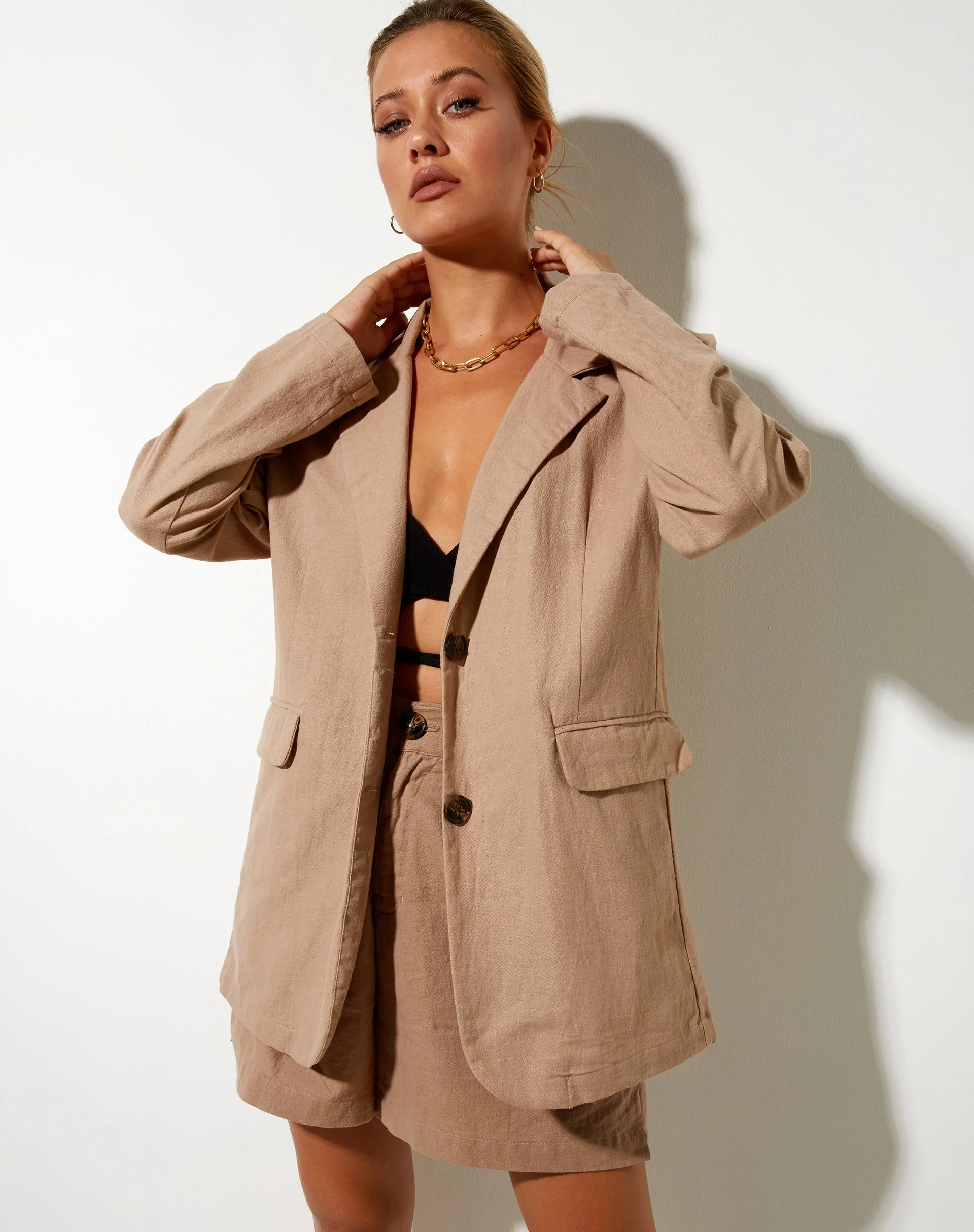 Maiwa Blazer in Rami Biskuit