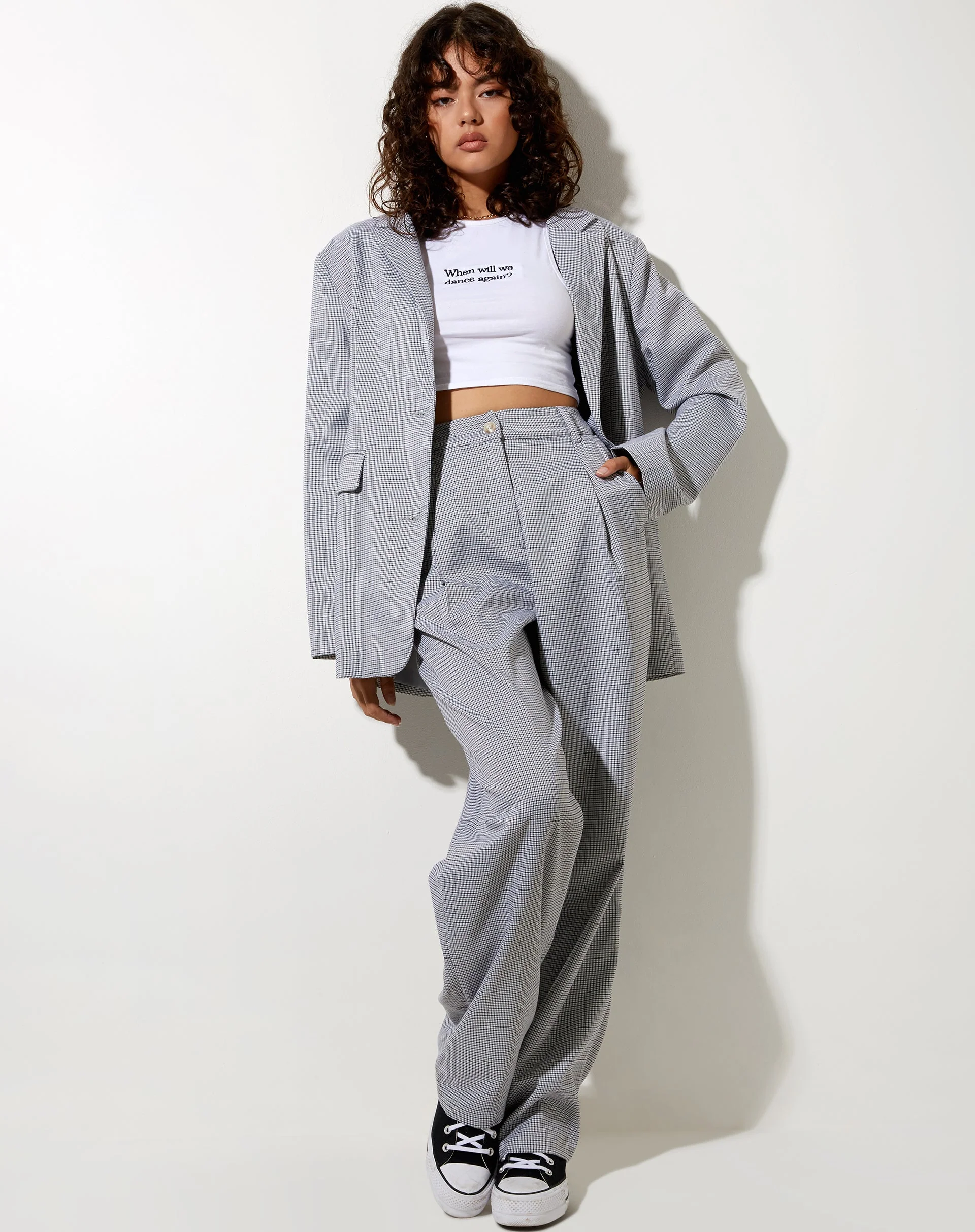 Maiwa Blazer in kleinem Karo Schwarz Grau - Image 4
