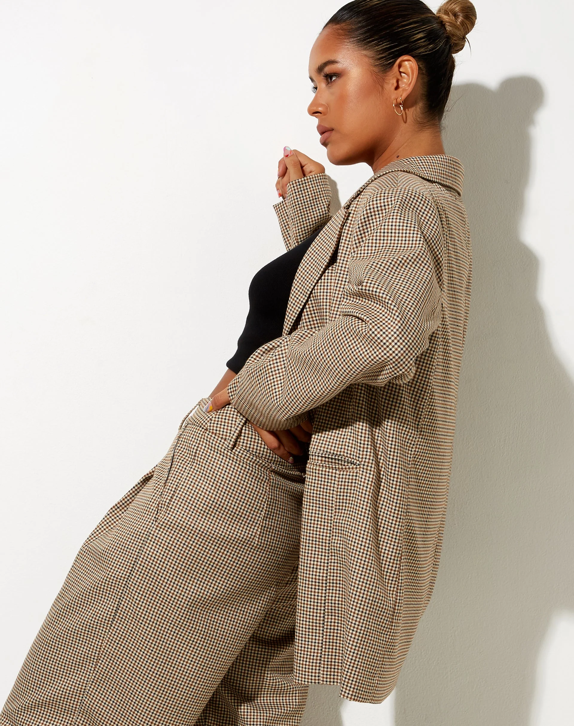 Maiwa Blazer in Kleinem Karo Braun - Image 2