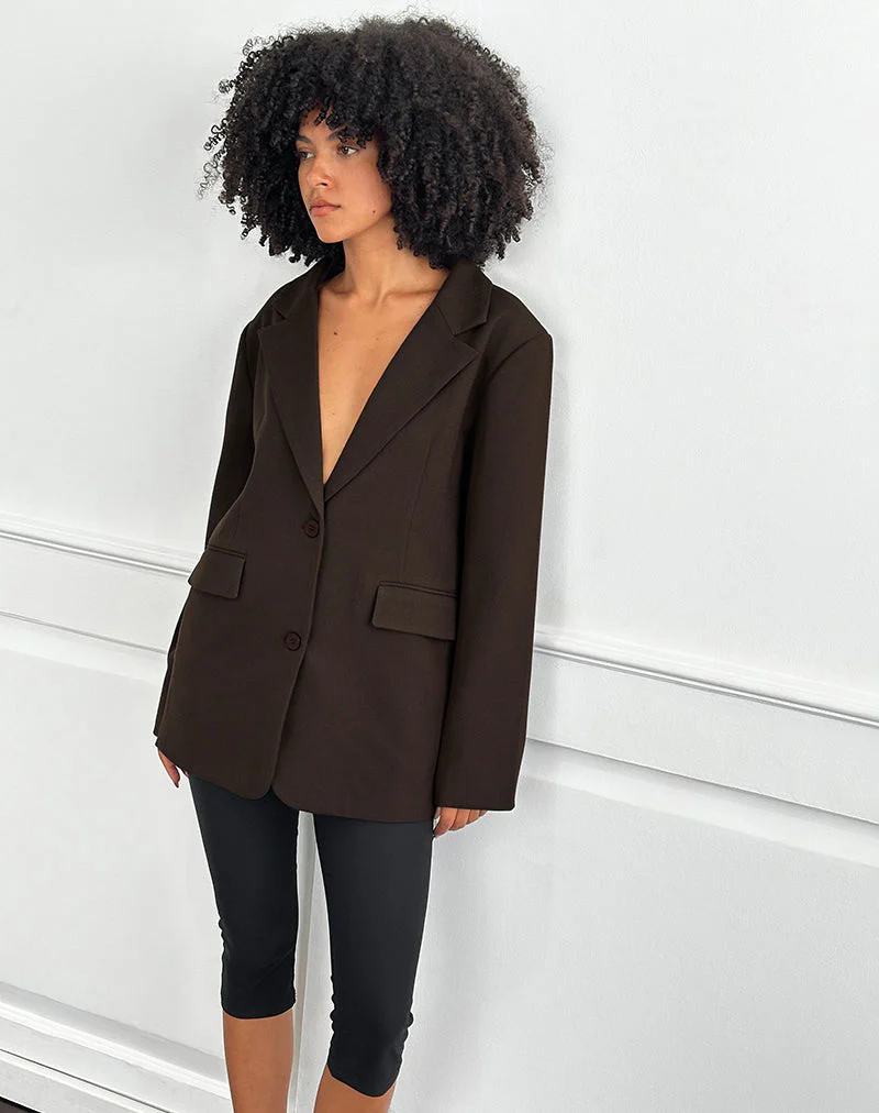 Maiwa Texturierter Tailoring-Blazer in Braun - Image 3