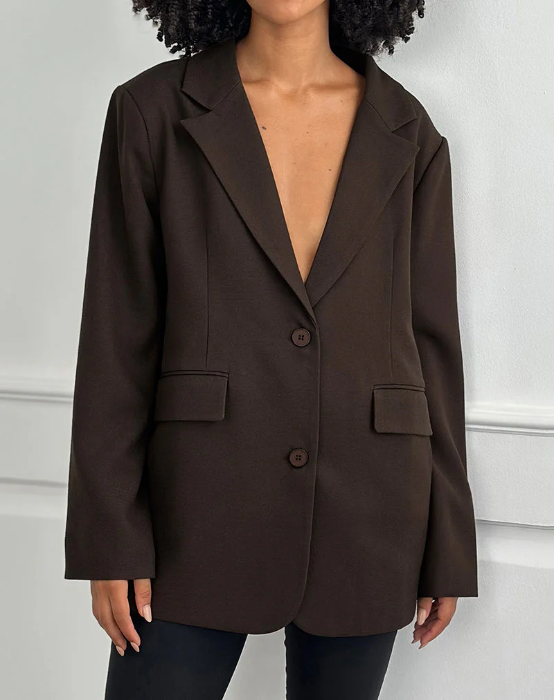 Maiwa Texturierter Tailoring-Blazer in Braun - Image 4