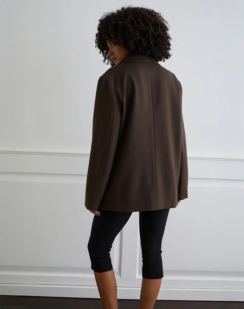 Maiwa Texturierter Tailoring-Blazer in Braun - Image 5