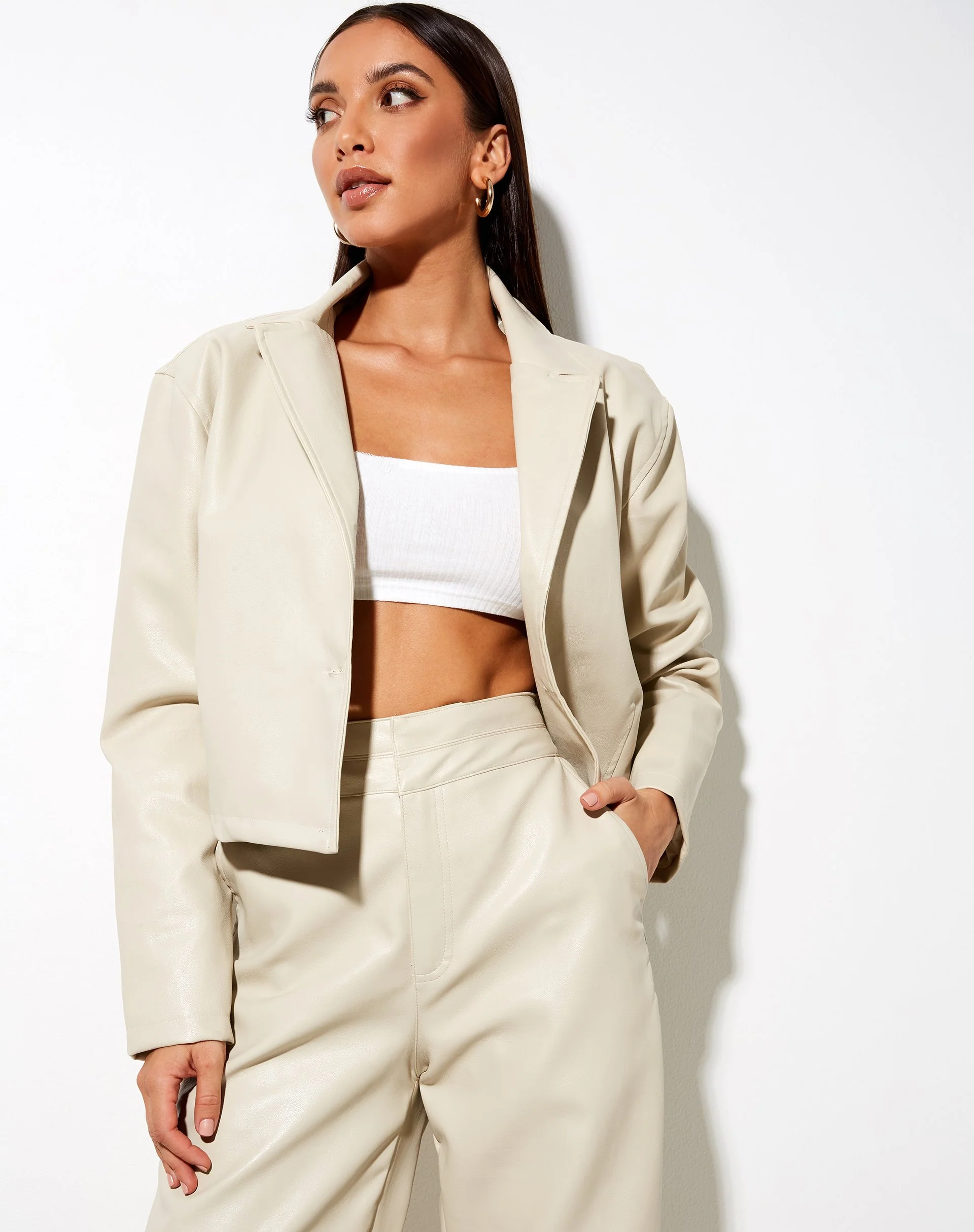 Maja Kurzer Blazer in Pu Ecru