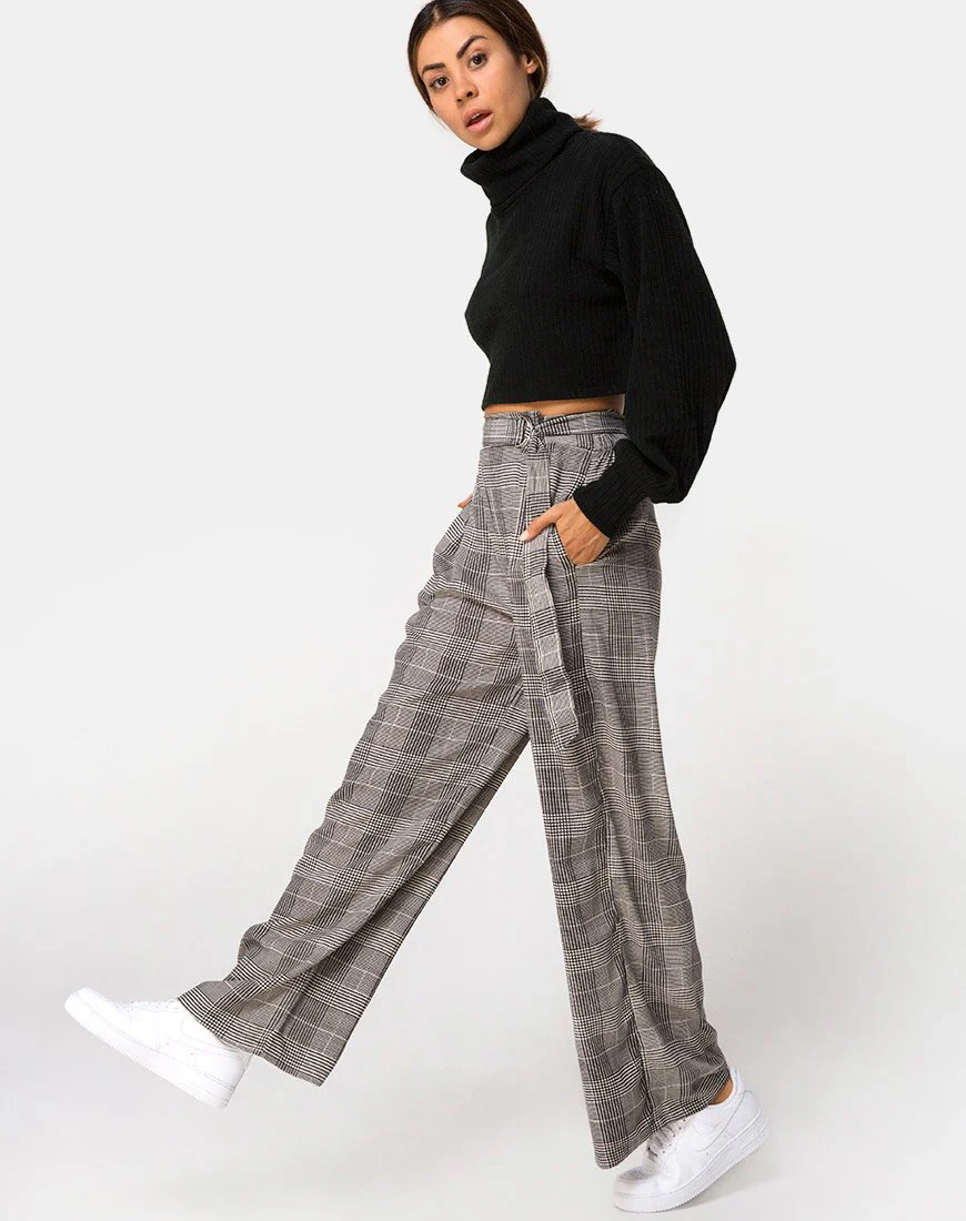 Majustie Hose mit hoher Taille in Charles Check Grau - Image 3