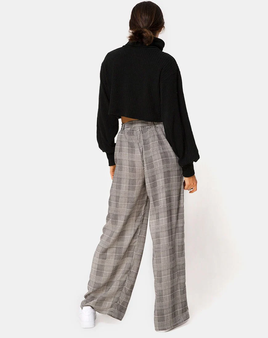 Majustie Hose mit hoher Taille in Charles Check Grau - Image 4
