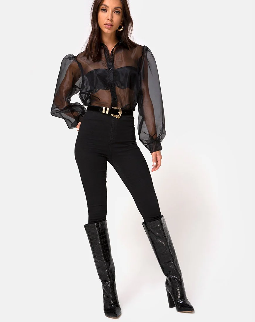 Makiza Top aus schwarzem Organza - Image 3