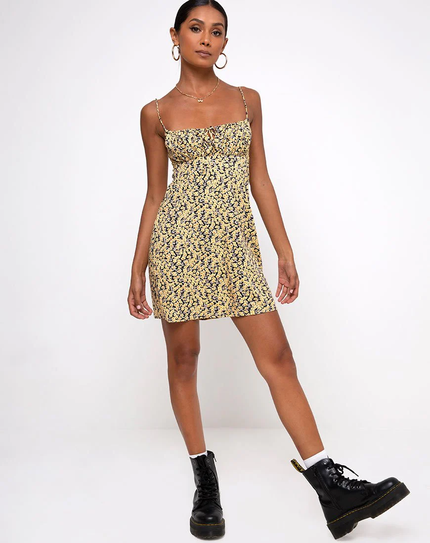 Mala Slip-Kleid in Mini Bloom Gelb - Image 3