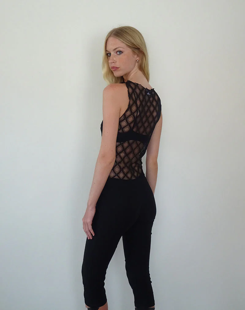 Maloe Spitze gemustertes Tanktop in Schwarz - Image 4