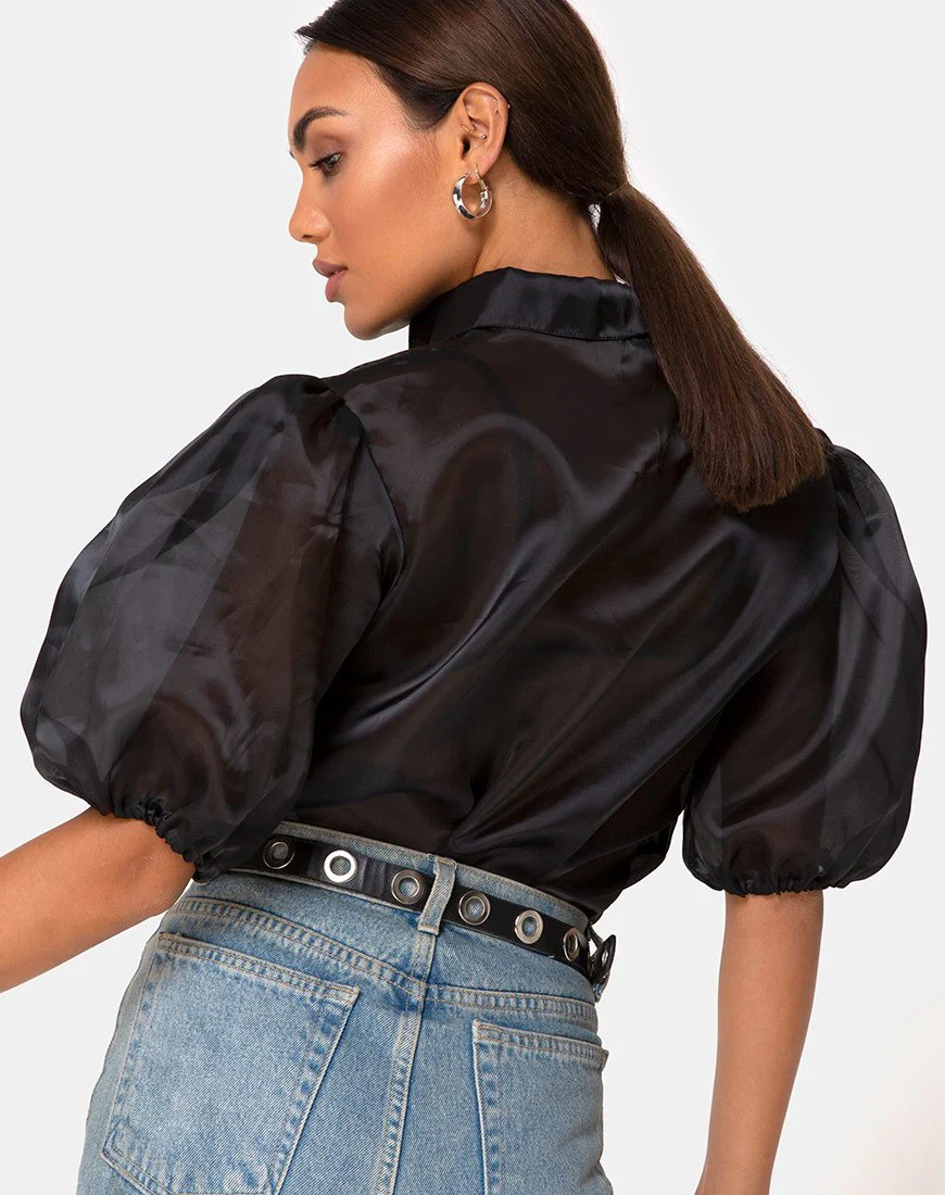 Maloney Bluse aus Organza Schwarz - Image 2