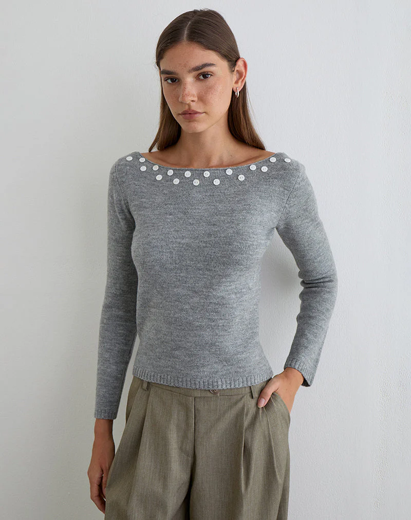 Manahi Pullover aus Perlmuttstrick in Grau - Image 2