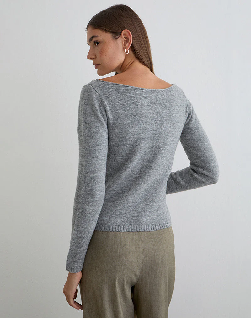 Manahi Pullover aus Perlmuttstrick in Grau - Image 4