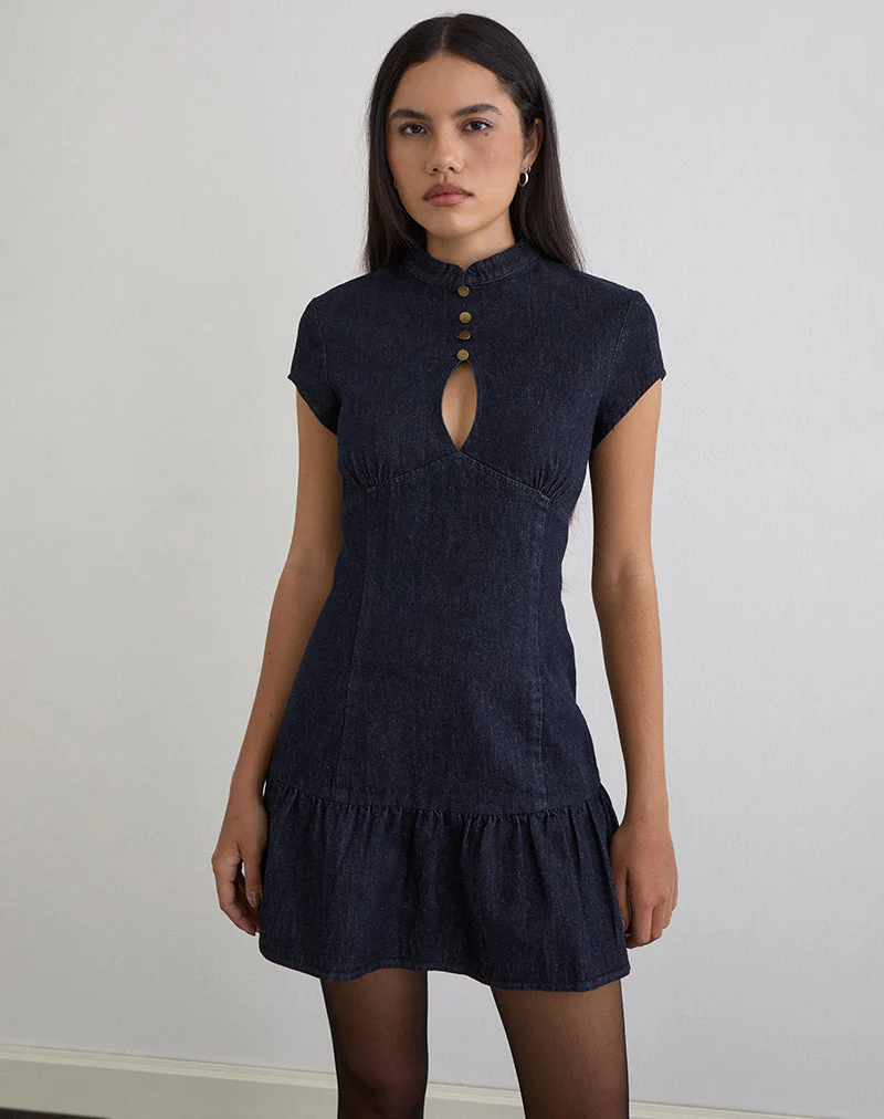 Manama Minikleid aus Chambray Indigo - Image 4